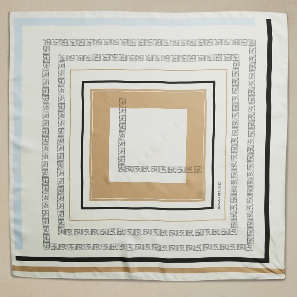 Banana Republic Signature Silk Scarf 30x30 - Navy Stripe